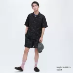 Uniqlo Jw Anderson Casual Printed Short Sleeved (Open Collar) Men’s Black Shirts