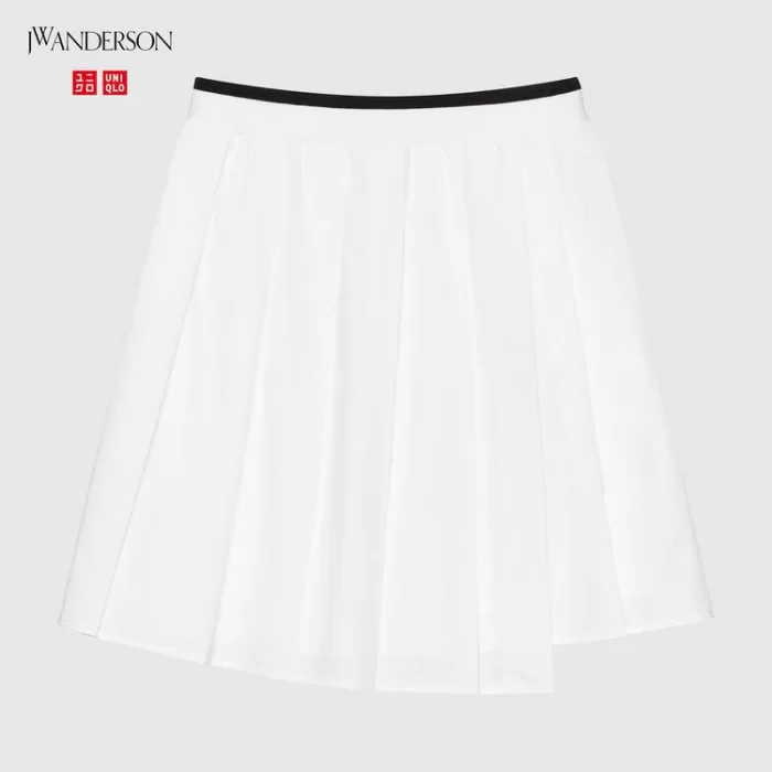 Uniqlo Jw Anderson Pleated Mini Skirt Women White