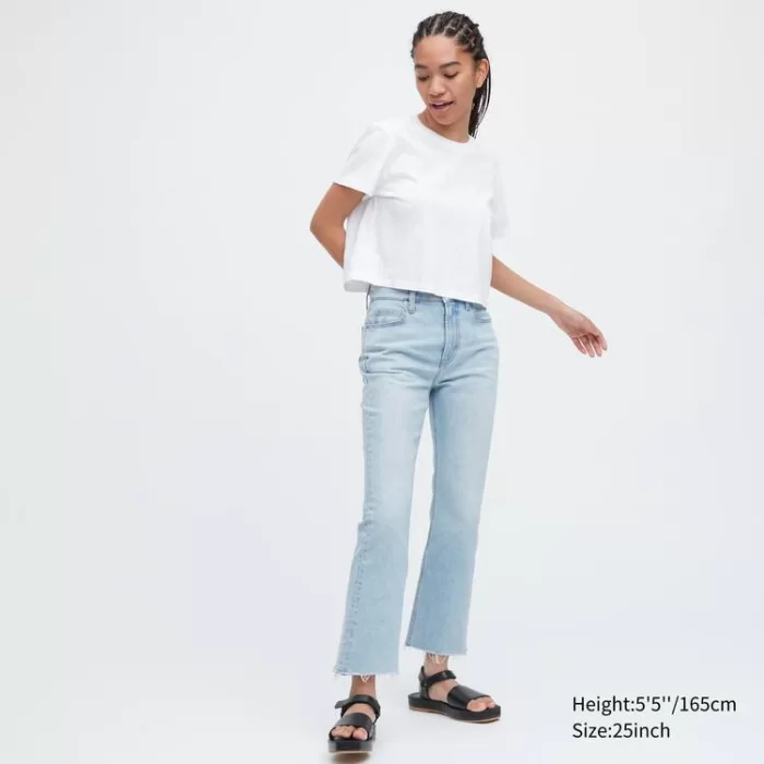 Uniqlo Kick Flared Cut-off Women’s Jeans Blue