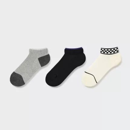 Uniqlo Layered Short Socks (Three Pairs) Kids Grey Black Beige