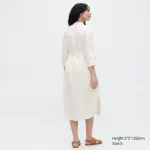 Uniqlo Linen Blend 3/4 Sleeved Dress Women White