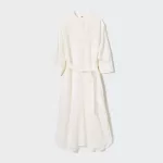 Uniqlo Linen Blend 3/4 Sleeved Dress Women White