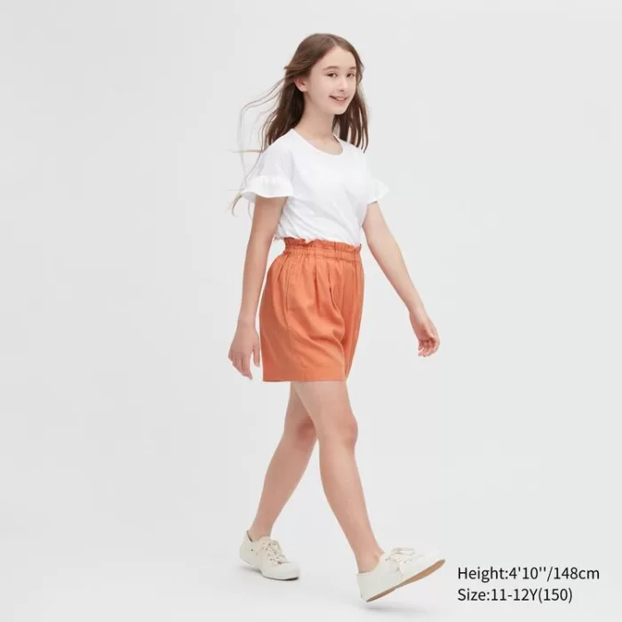 Uniqlo Linen Blend Easy Shorts Boys Orange