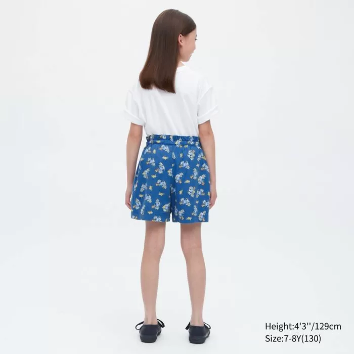 Uniqlo Linen Blend Flower Print Easy Boys Shorts Blue