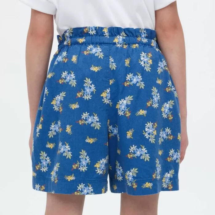 Uniqlo Linen Blend Flower Print Easy Boys Shorts Blue