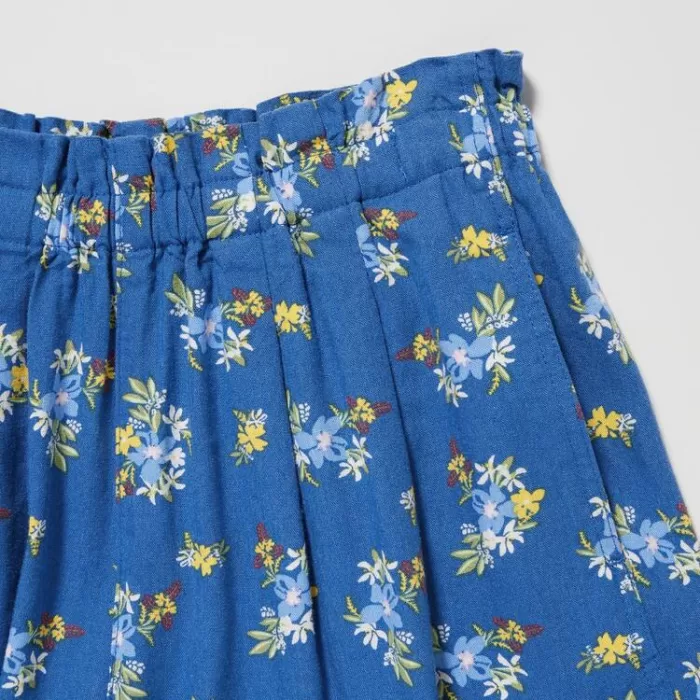 Uniqlo Linen Blend Flower Print Easy Boys Shorts Blue