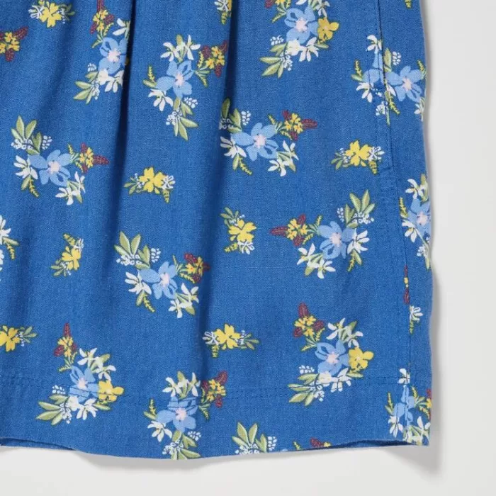 Uniqlo Linen Blend Flower Print Easy Boys Shorts Blue