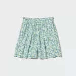 Uniqlo Linen Blend Flower Print Easy Shorts Kids Green