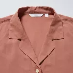 Uniqlo Linen Blend Open Collar Short Sleeved Women’s Shirts Brown