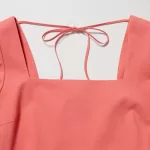 Uniqlo Linen Blend Shirring Volume Sleeved Dress Women Pink