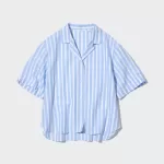 Uniqlo Linen Blend Short Sleeve Women’s Shirts Light Blue