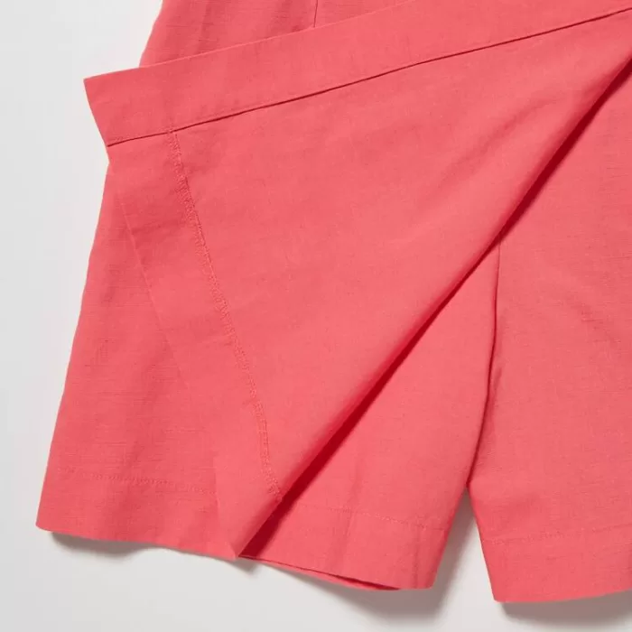 Uniqlo Linen Blend Skort Shorts Women Pink