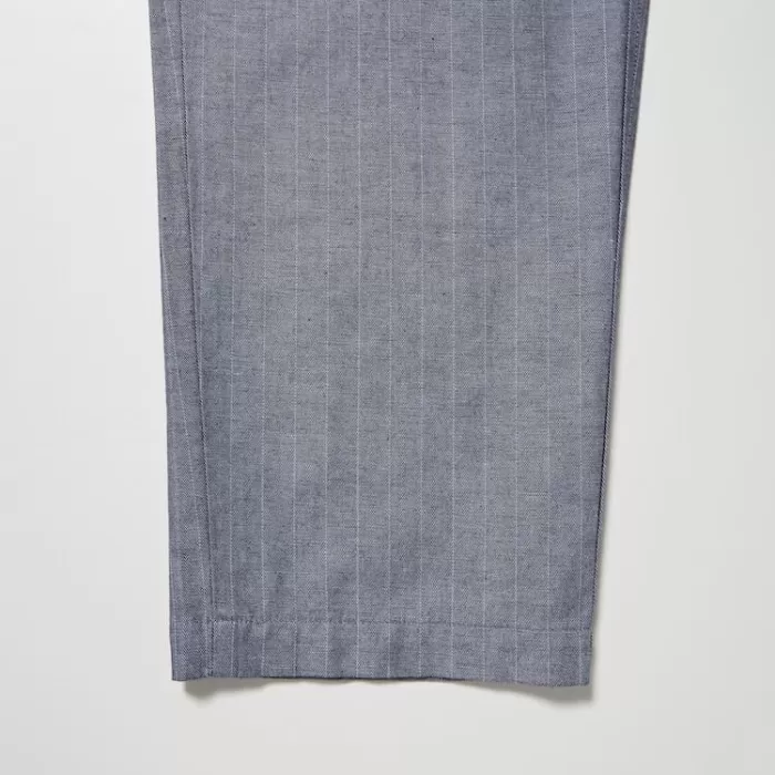 Uniqlo Linen Blend Striped Relaxed Fit Men’s Pants Blue