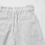 Uniqlo Linen Cotton Blend Striped Shorts Women White