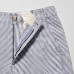 Uniqlo Linen Cotton Blend Striped Tapered Pants Women Blue