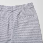 Uniqlo Linen Cotton Blend Striped Tapered Pants Women Blue