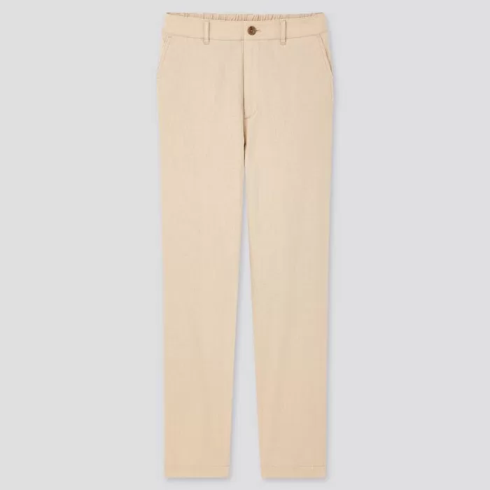 Uniqlo Linen Cotton Blend Tapered Pants (2020 Season) Women Beige