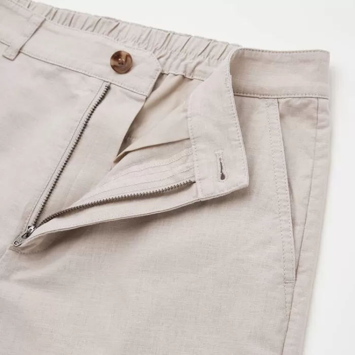 Uniqlo Linen Cotton Blend Tapered Pants (2021 Season) Women Beige