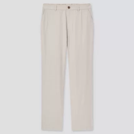 Uniqlo Linen Cotton Blend Tapered Pants (2021 Season) Women Beige