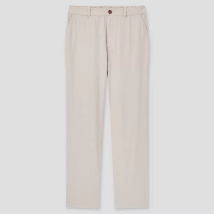 Uniqlo Linen Cotton Blend Tapered Pants (2021 Season) Women Beige