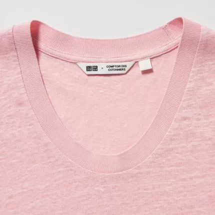 Uniqlo Linen Crew Neck Women’s Shirts Pink