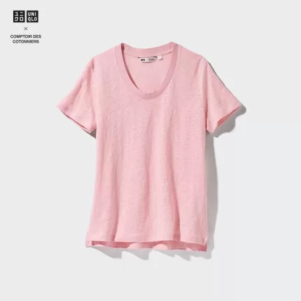 Uniqlo Linen Crew Neck Women’s Shirts Pink