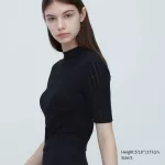 Uniqlo Mame Kurogouchi 3d Knit Seamless Mesh Half Sleeve Women’s Black Shirts