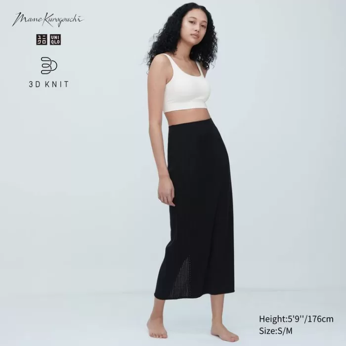 Uniqlo Mame Kurogouchi 3d Knit Seamless Skirt Women Black