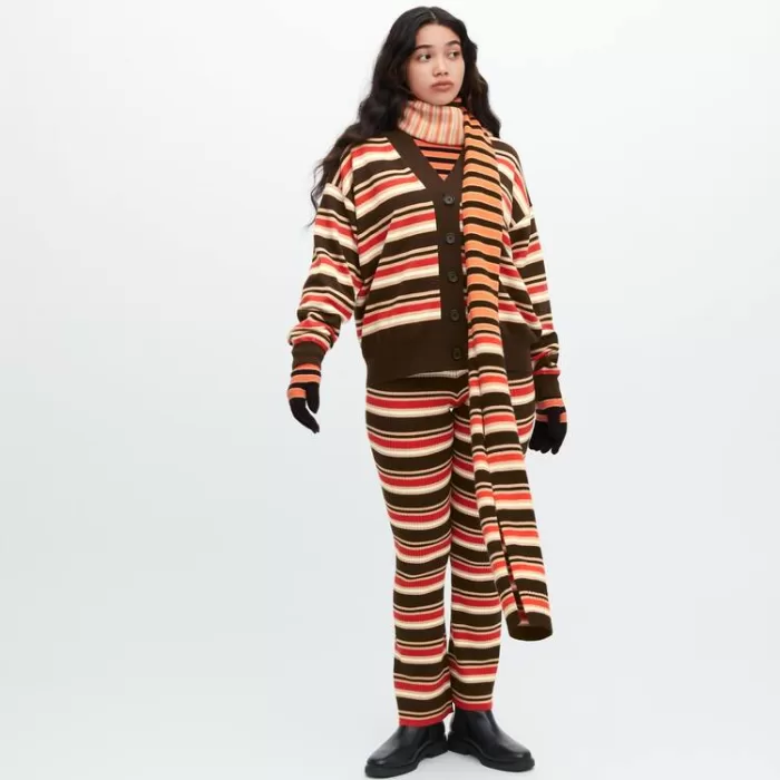 Uniqlo Marni Cashmere Striped Scarves Women Orange