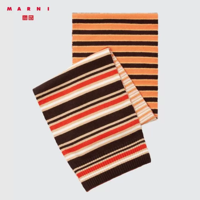 Uniqlo Marni Cashmere Striped Scarves Women Orange