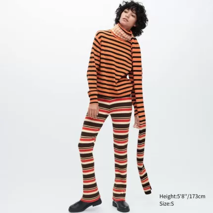 Uniqlo Marni Cashmere Striped Turtleneck Women’s Knitwear Orange