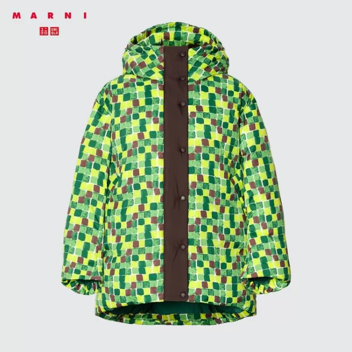 Uniqlo Marni Down Printed Oversized Coats Women Green