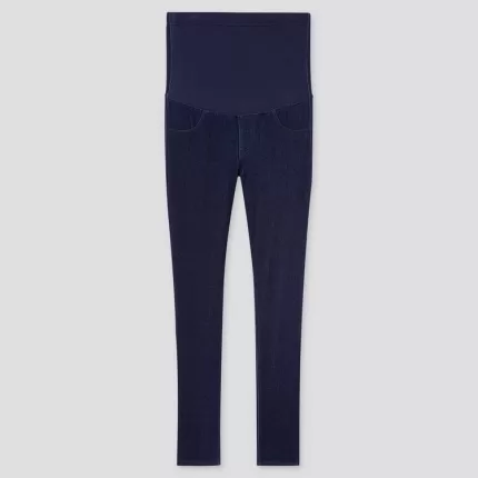 Uniqlo Maternity Long Denim Leggings (2020 Season) Women Navy Blue