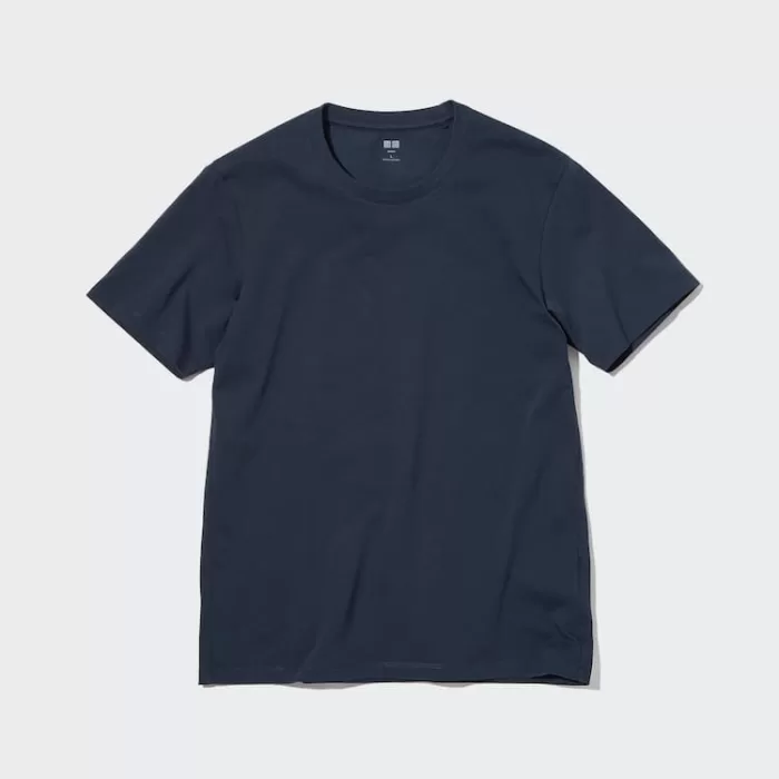 Uniqlo Men’s 100% Supima Cotton Crew Neck T-Shirt Navy Blue