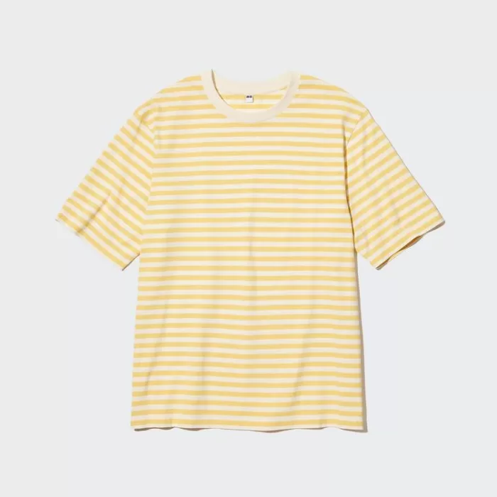 Uniqlo Men’s Oversized Striped Half Sleeved T-Shirt Yellow