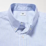 Uniqlo Men’s Regular Fit Striped Oxford Shirt (Button-down Collar) Blue