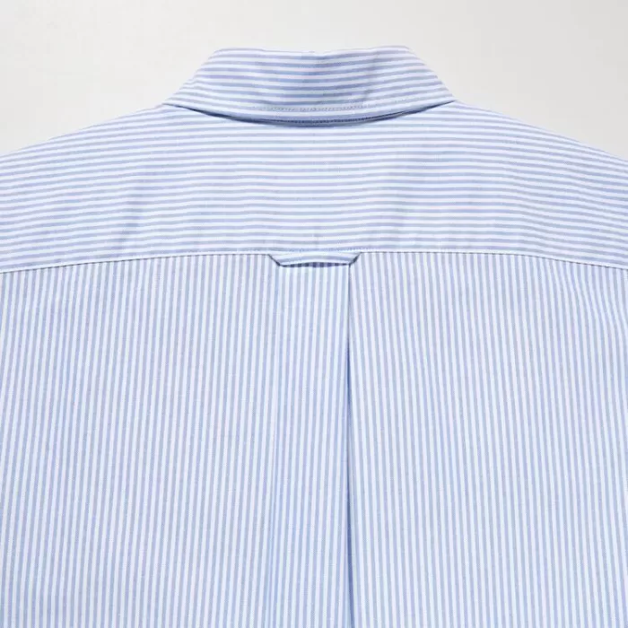 Uniqlo Men’s Regular Fit Striped Oxford Shirt (Button-down Collar) Blue