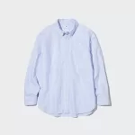 Uniqlo Men’s Regular Fit Striped Oxford Shirt (Button-down Collar) Blue