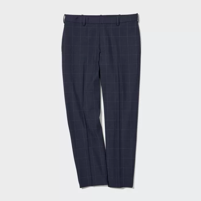 Uniqlo Men’s Smart Patterned Ankle Length Pants Navy Blue