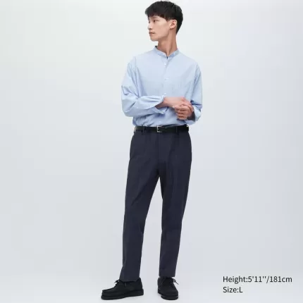 Uniqlo Men’s Smart Patterned Ankle Length Pants Navy Blue