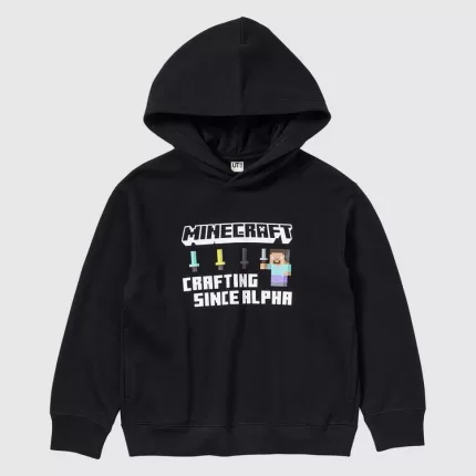 Uniqlo Minecraft Ut Printed Hoodie Sweat Kids Black