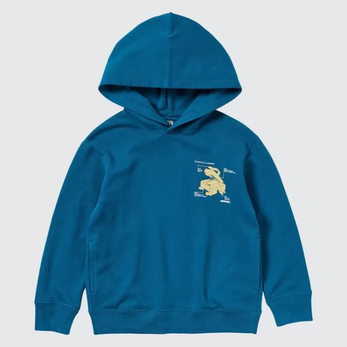 Uniqlo Minecraft Ut Printed Hoodie Sweat Kids Blue