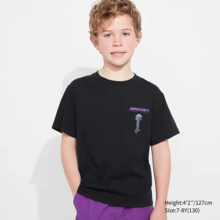 Uniqlo Minecraft Ut Printed T-Shirt Kids Black