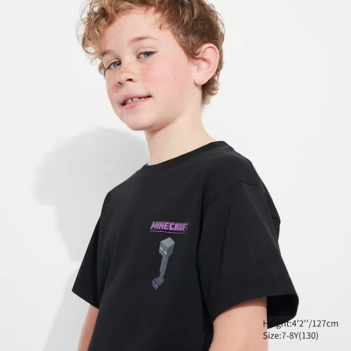 Uniqlo Minecraft Ut Printed T-Shirt Kids Black