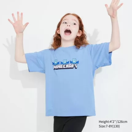 Uniqlo Minecraft Ut Printed T-Shirt Kids Blue