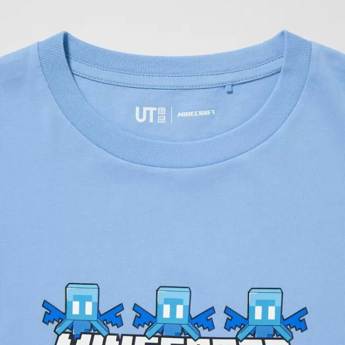 Uniqlo Minecraft Ut Printed T-Shirt Kids Blue