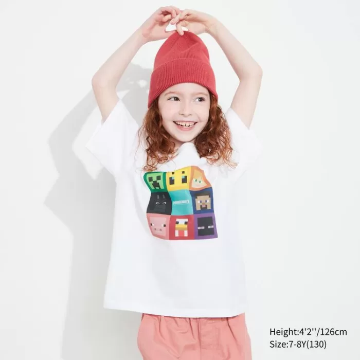 Uniqlo Minecraft Ut Printed T-Shirt Kids White