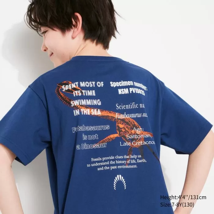 Uniqlo National Museum Of Nature And Science Tokyo Ut Printed T-Shirt Kids Blue