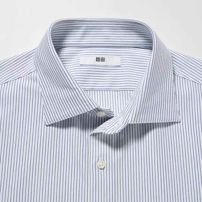 Uniqlo Non-iron Jersey Regular Fit Striped (Semi-cutaway Collar) Men’s Shirts Blue