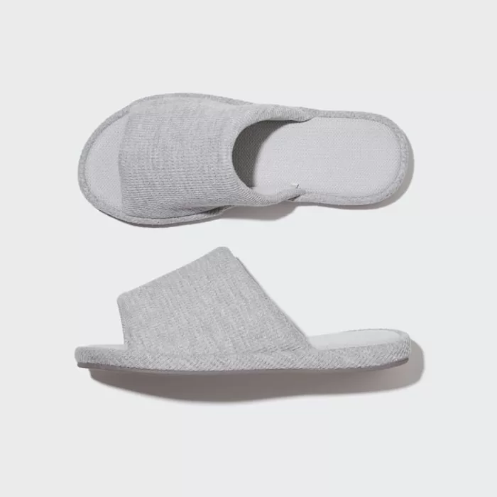 Uniqlo Open Toe Waffle Slippers Men Grey